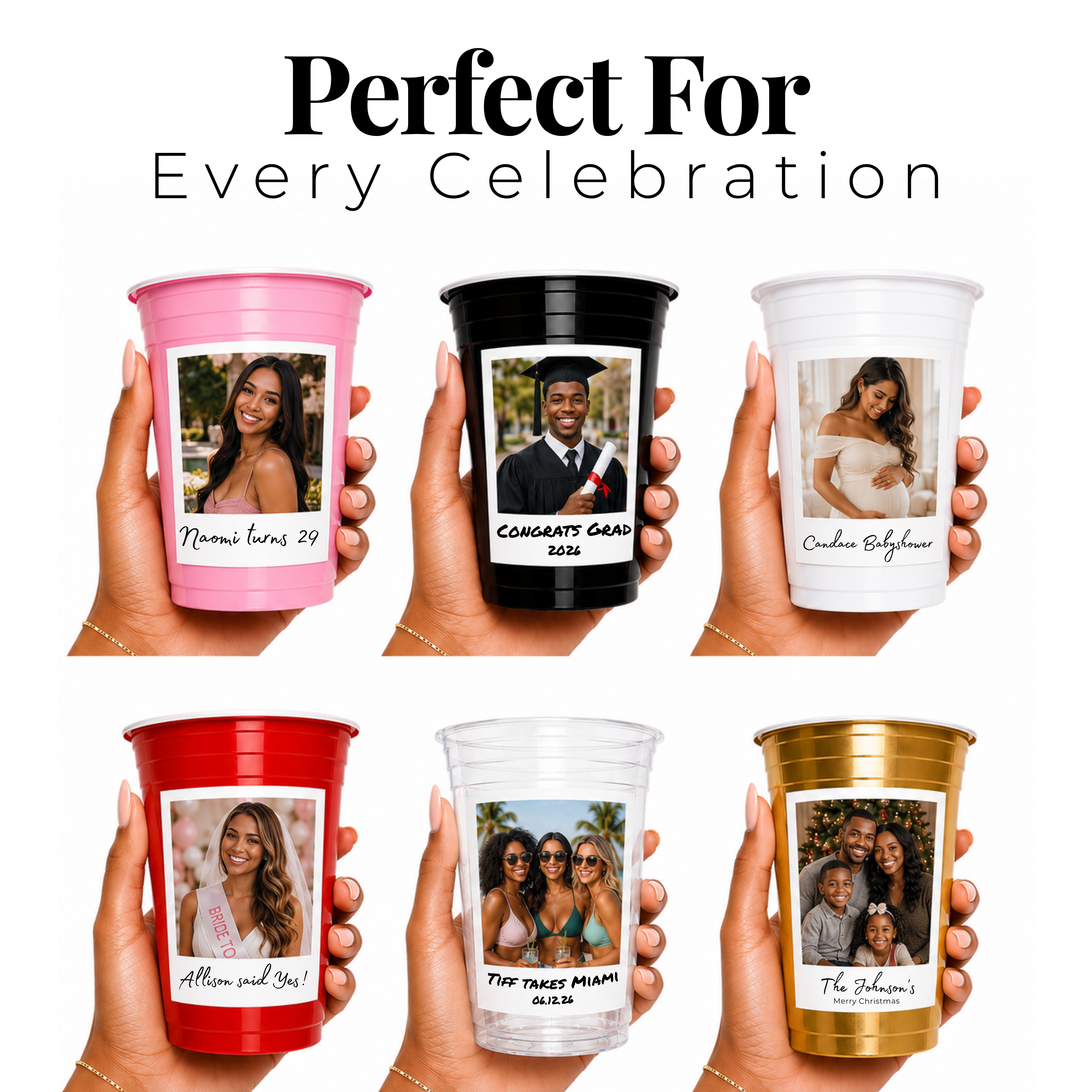 Custom Photo Party Cups | Personalized 16 oz Plastic Cups