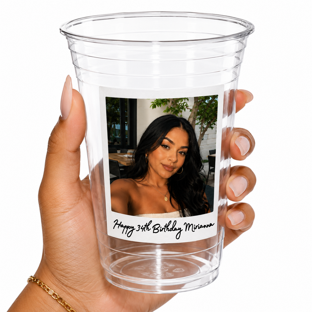 Custom Photo Party Cups | Personalized 16 oz Plastic Cups